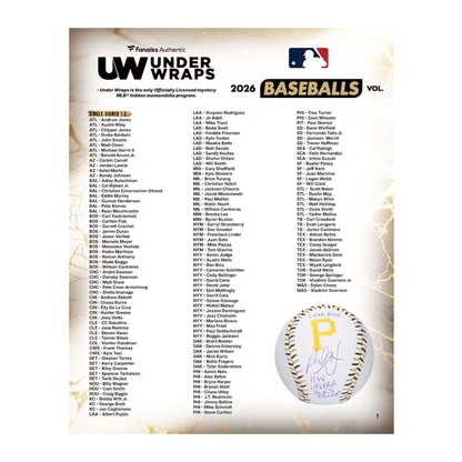 2026 Fanatics Under Wraps Autographed MLB Baseball Checklist