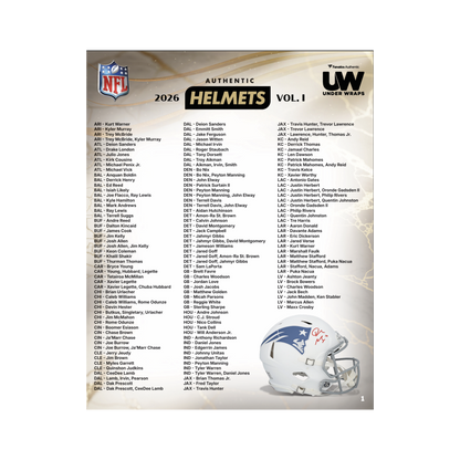 2026 Fanatics Under Wraps Autographed Authentic NFL Helmet Vol 1 Checklist