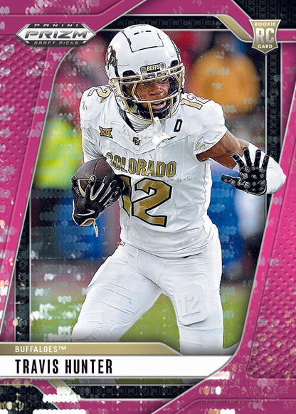 2025 Panini Prizm Draft Picks Collegiate Football Travis Hunter Pink Pulsar