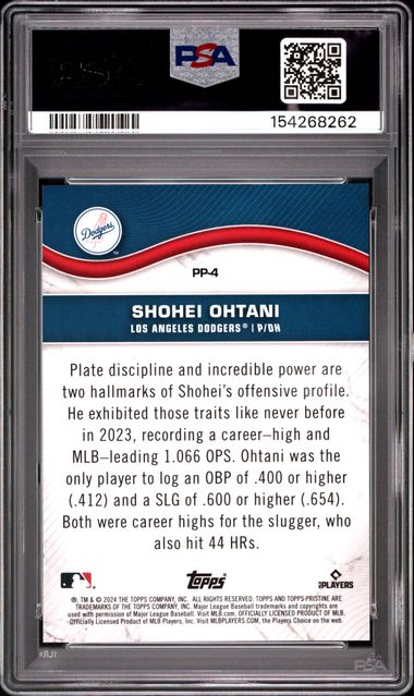 2024 Topps Pristine Production #PP4 Shohei Ohtani PSA 10 - Back