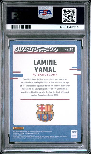 2023-24 Donruss FIFA The Rookies #25 Lamine Yamal PSA 9 - Back