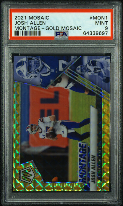 2021 Panini Mosaic Montage Gold /10 #MON-1 Josh Allen PSA 9