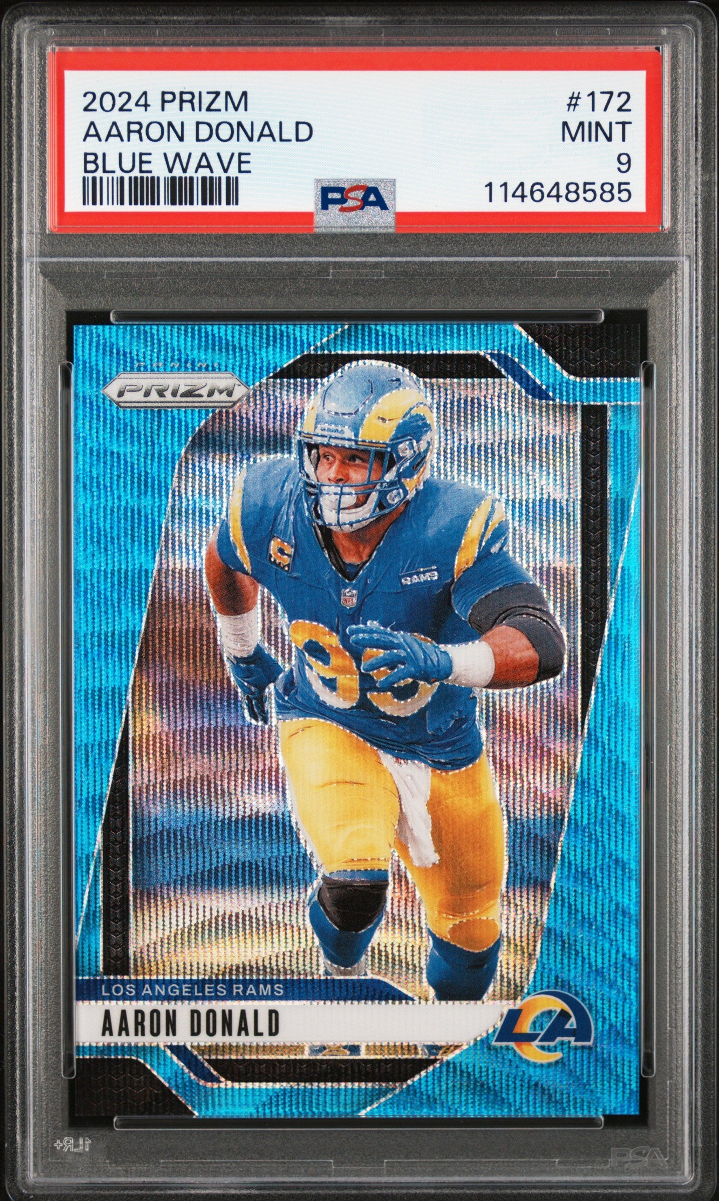 2024 Panini Prizm Blue Wave /230 #172 Aaron Donald PSA 9