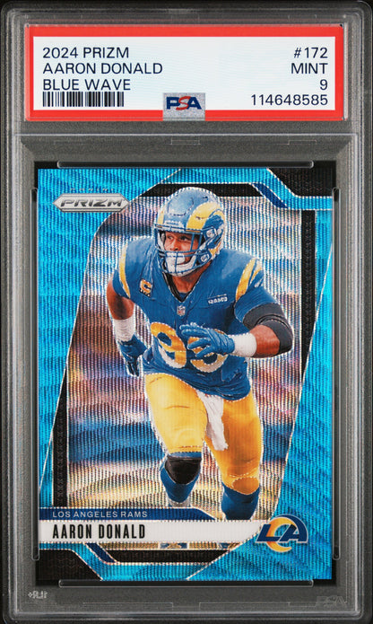 2024 Panini Prizm Blue Wave /230 #172 Aaron Donald PSA 9