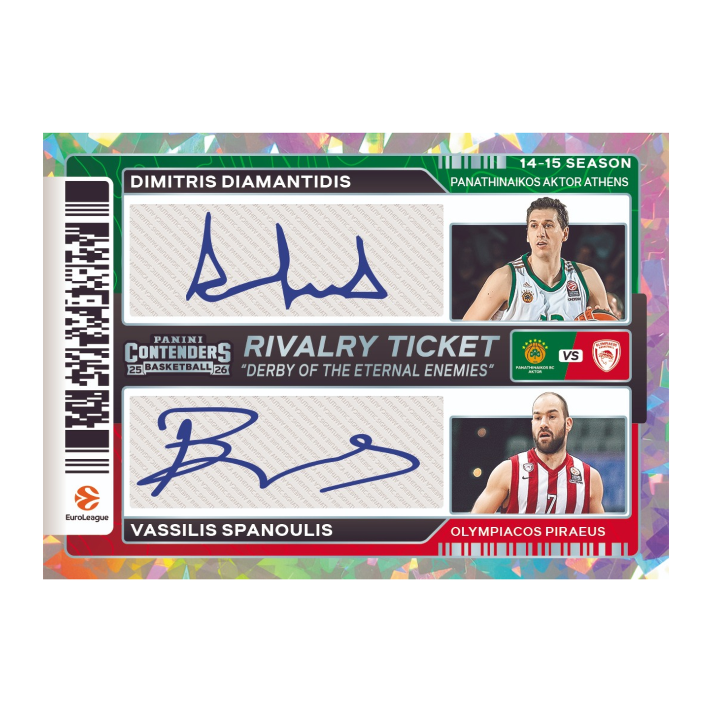 2025-26 Panini Euroleague Contenders Basketball Rivalry Ticket Dimitris Diamantidis & Vassilis Spanoulis