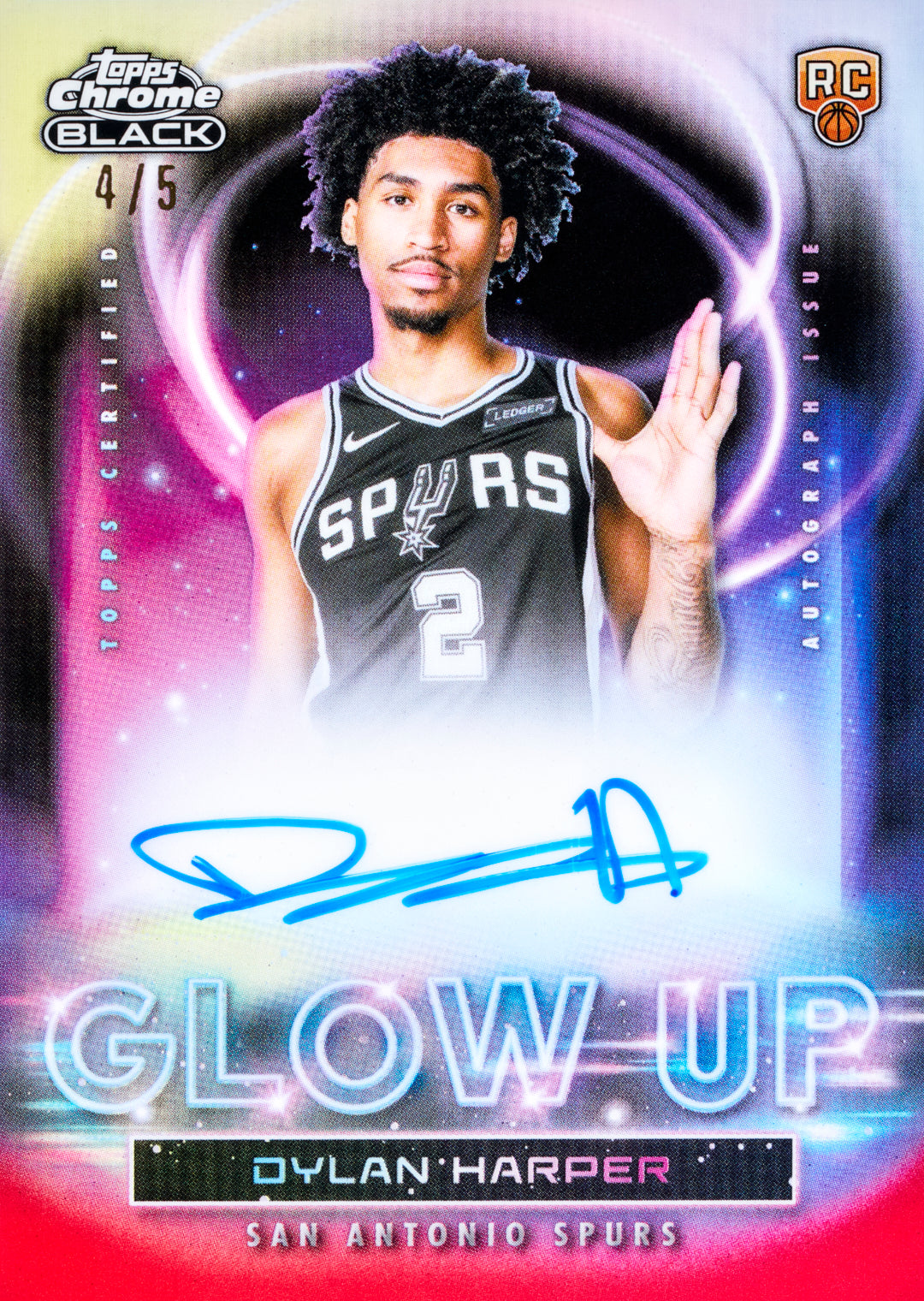 2025-26 Topps Chrome Black Basketball Dylan Harper Glow Up Autograph Card