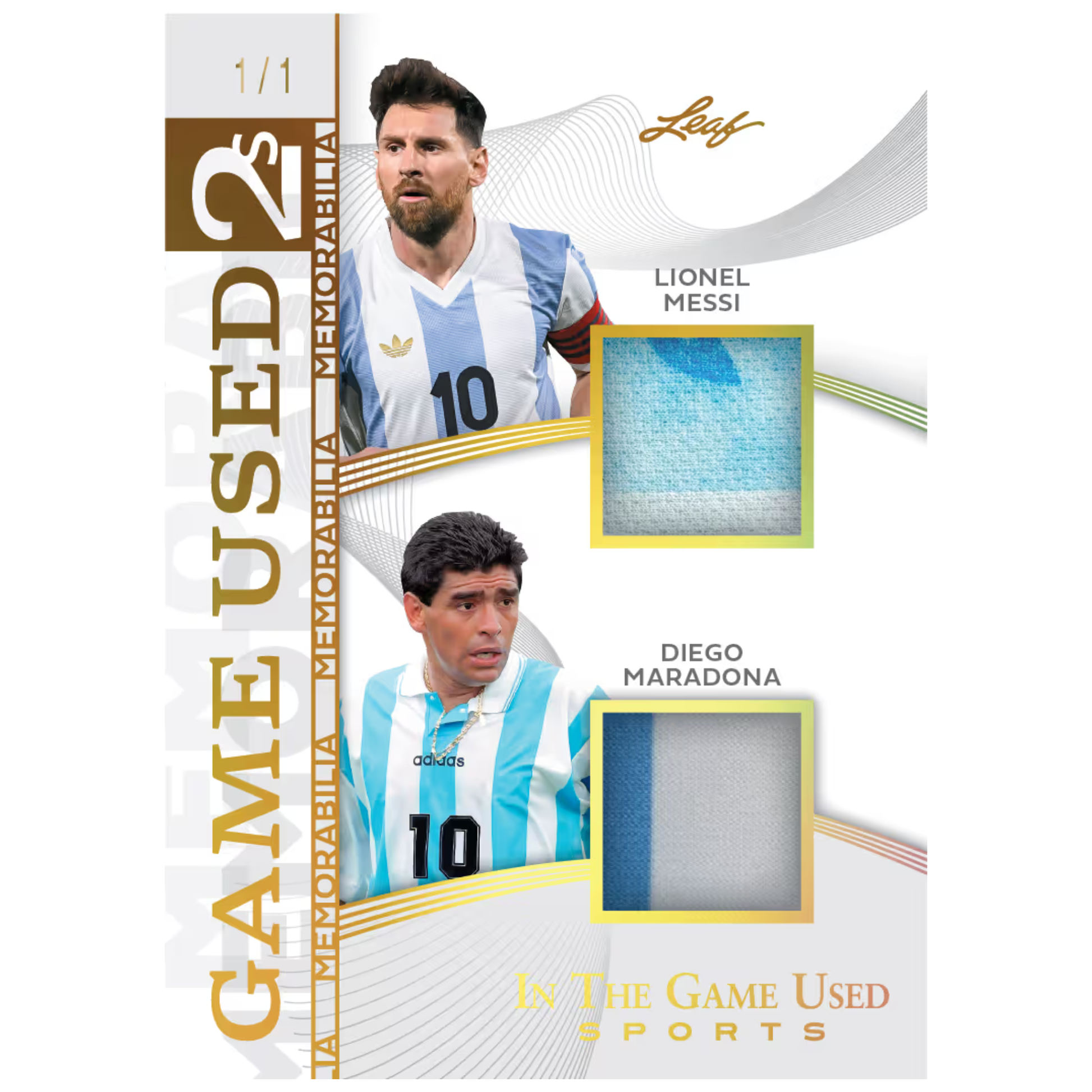 2025 Leaf In The Game Used Sports Lionel Messi & Diego Maradona