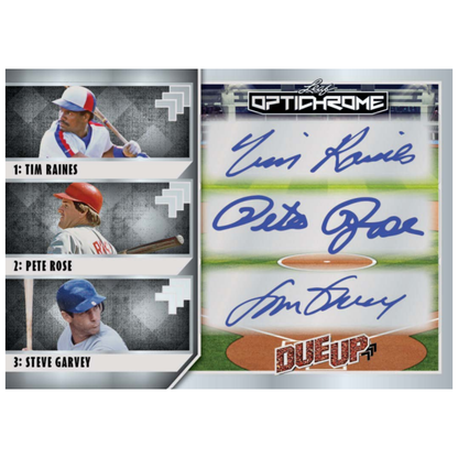 2025 Leaf Optichrome Baseball Due Up Triple Auto Tim Raines, Pete  Rose, Steve Garvey