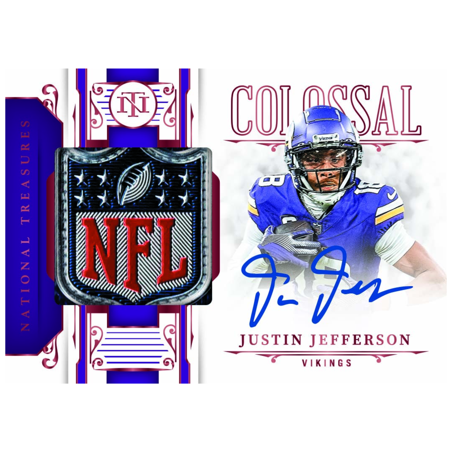2025 Panini National Treasures Football Colossal Signature Prime NFL Shield Justin Jefferson