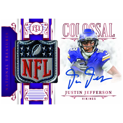 2025 Panini National Treasures Football Colossal Signature Prime NFL Shield Justin Jefferson