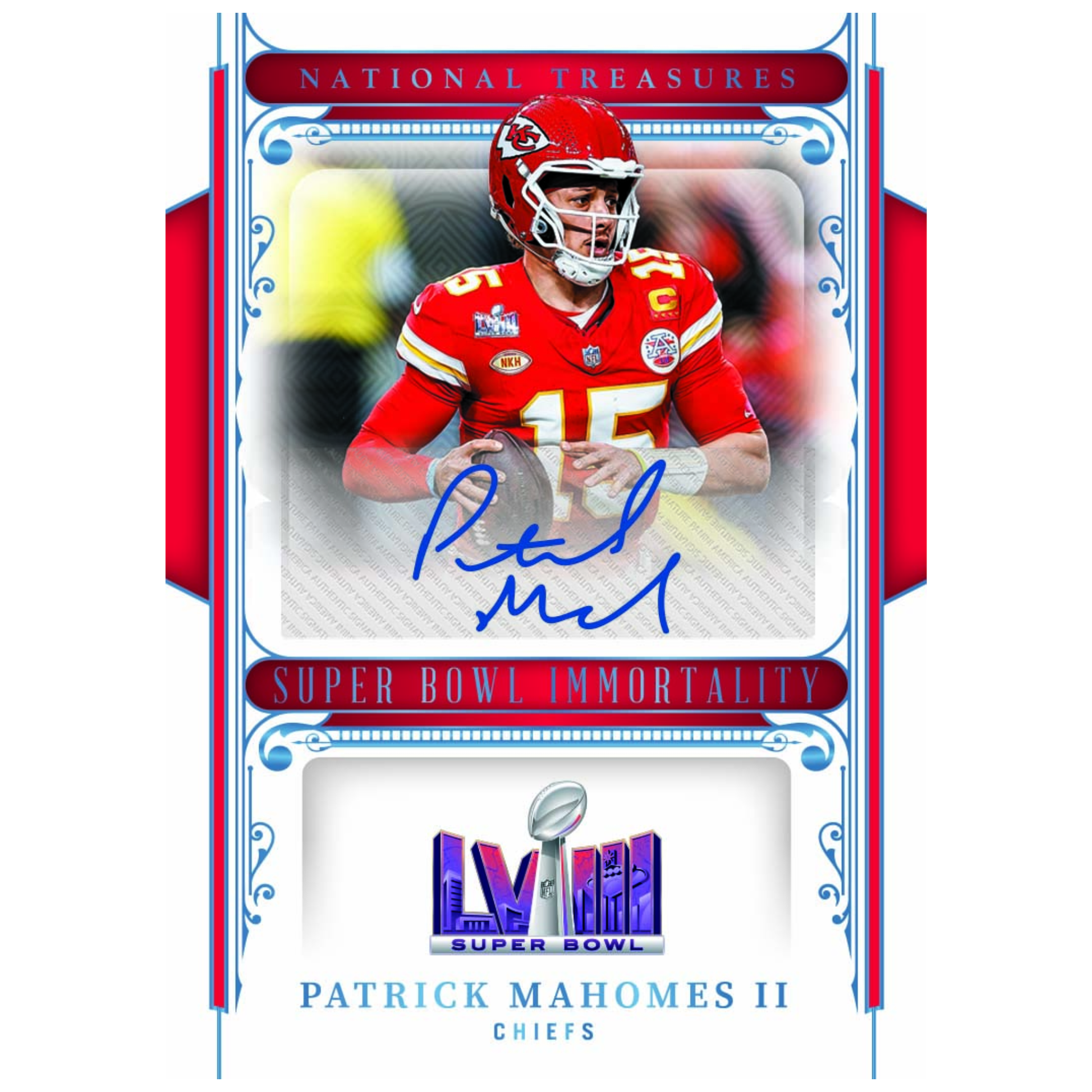 2025 Panini National Treasures Football Super Bowl Immortality Patrick Mahomes II