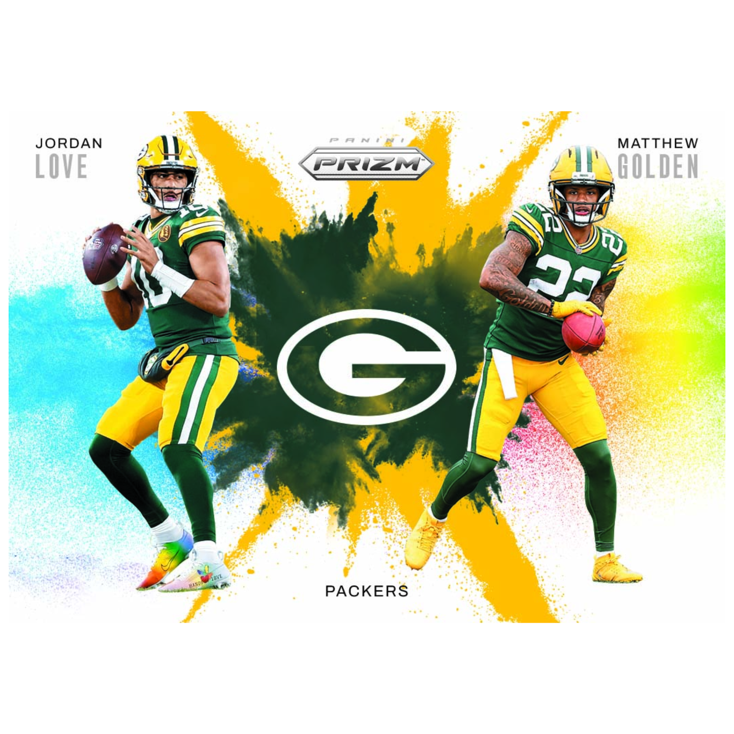 2025 Panini Prizm Football Color Blast Duals Jordan Love & Matthew Golden