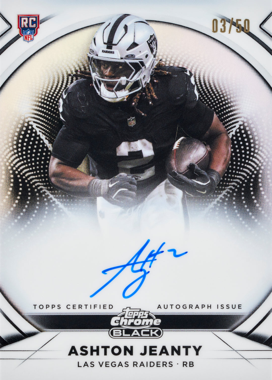 2025 Topps Chrome Black Football Ashton Jeanty Ivory Autograph Card
