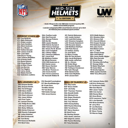 2026 Fanatics Under Wraps Autographed NFL Mid-Size Helment - Checklist