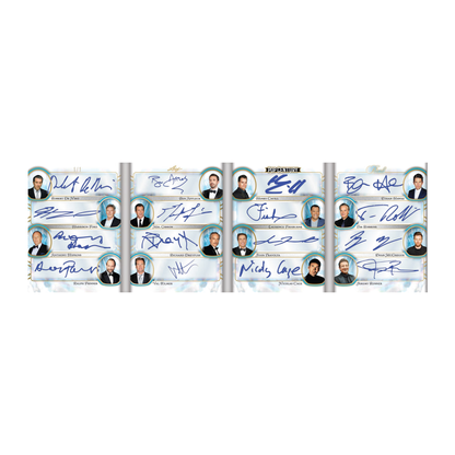 2026 Leaf Metal Pop Century Autograph Booklet Card of 16 stars, such as Robert De Niro, Harrison Ford, Anthony Hopkins, Mel Gibson, Lawrence Fishburne, John Travolta, and many more!