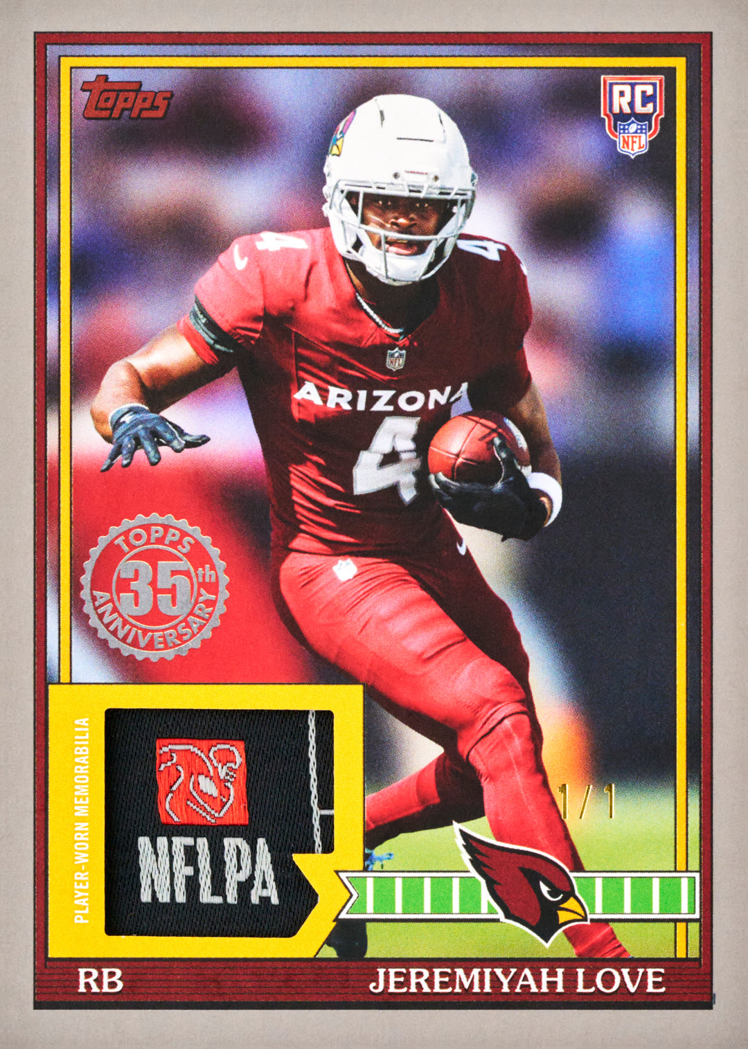 2026 Topps Flagship Football Jeremiyah Love 1991 Topps Football Rookie Relic Card