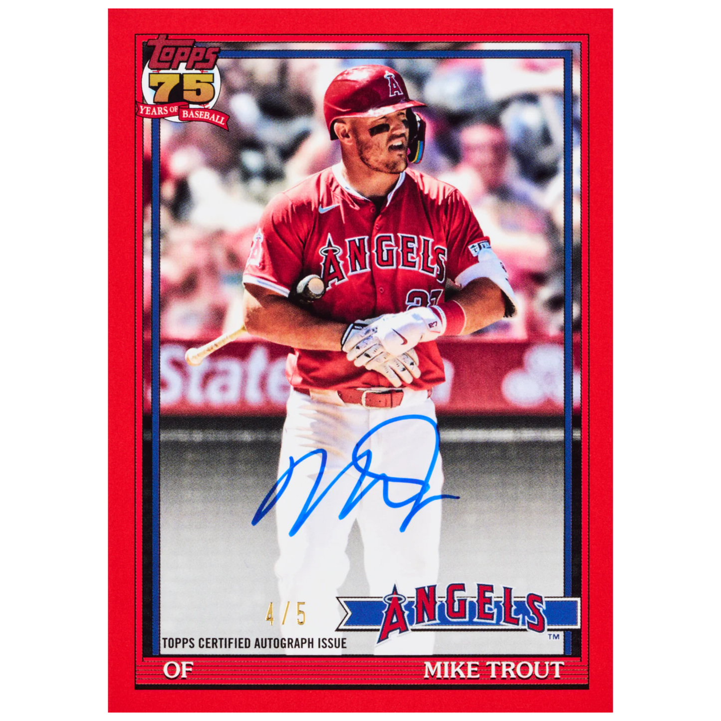 2026 Topps Series 1 Baseball 75 Years of Baseball Autographs Red Mike Trout