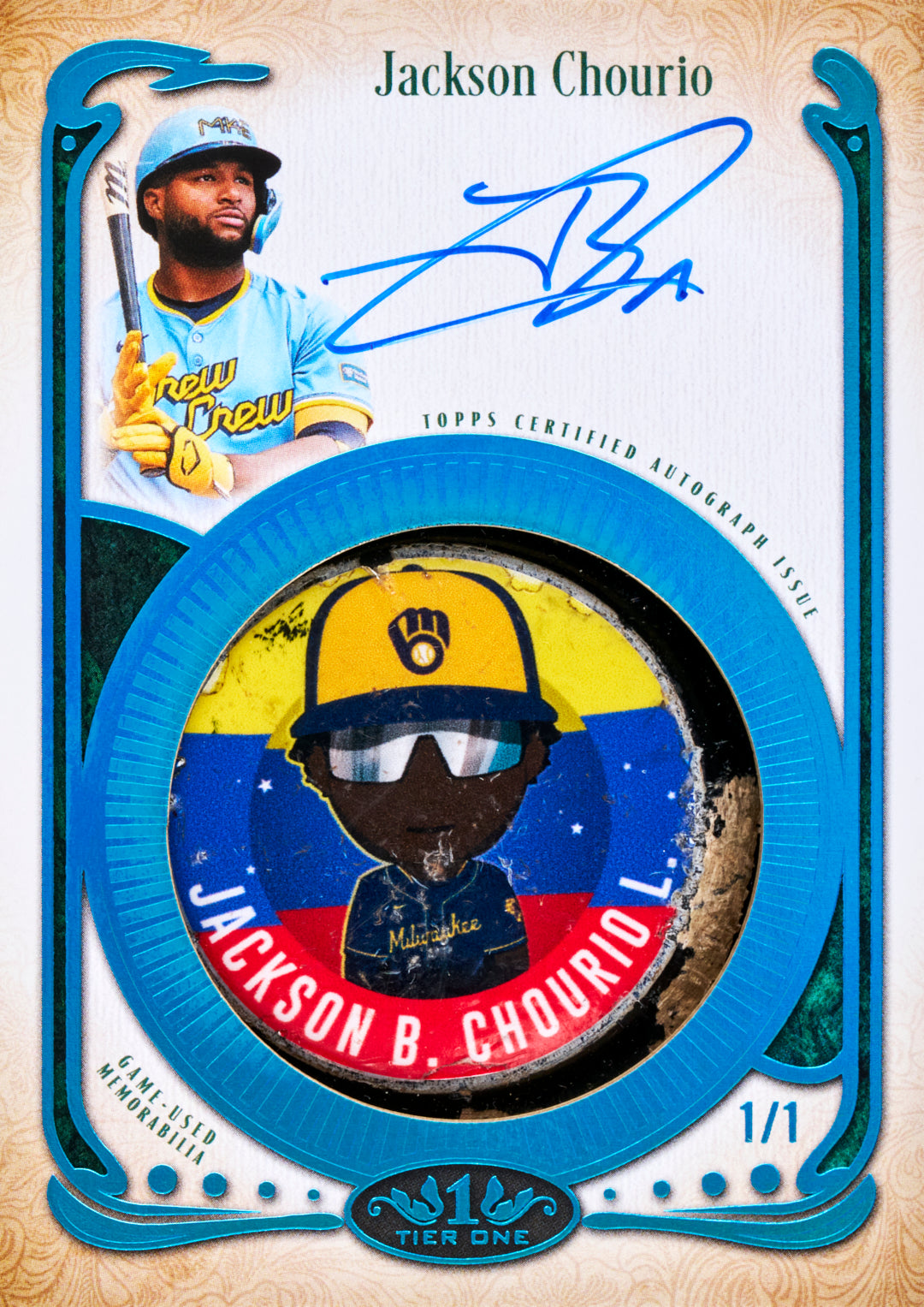 2026 Topps Tier One Baseball Jackson Chourio Bat Knob Sticker Autograph