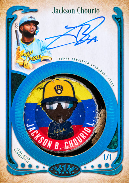 2026 Topps Tier One Baseball Jackson Chourio Bat Knob Sticker Autograph