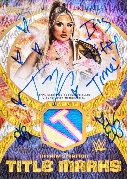 2026 Topps Universe WWE Tiffany Stratton Title Marks Relic Card