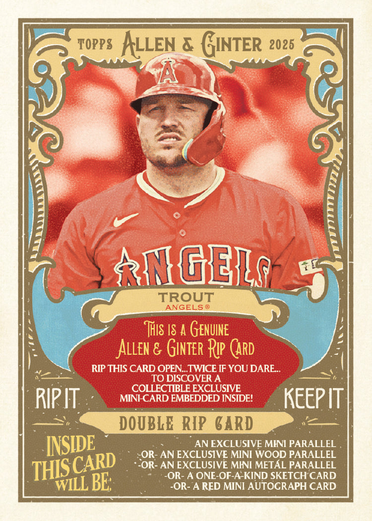 2025 Topps Allen & Ginter Baseball Double Rip Card Mike Trout