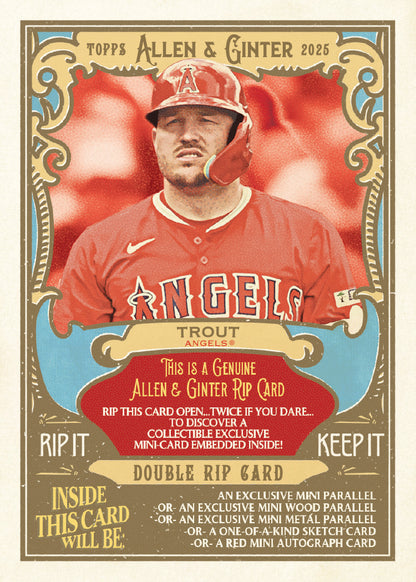 2025 Topps Allen & Ginter Baseball Double Rip Card Mike Trout
