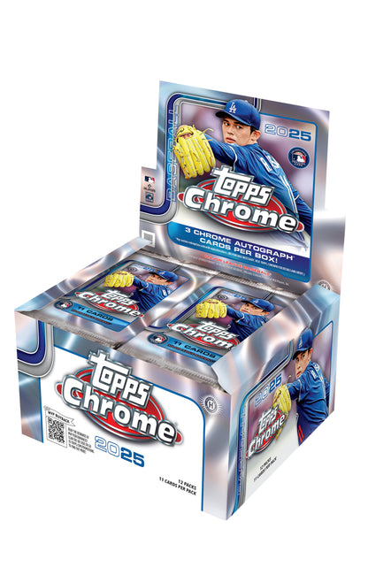 2025 Topps Chrome Baseball Hobby Jumbo box packaging on a white background