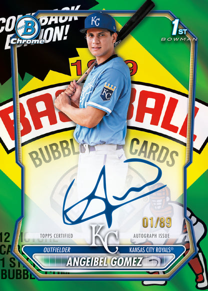 2026 Bowman Chrome Baseball Angeibel Gomez Chrome Prospect Packfractor Autograph Card