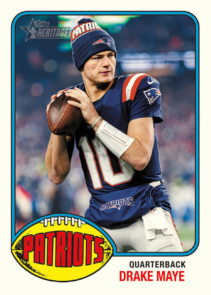 2026 Topps Heritage Football Drake Maye Base Variation Card