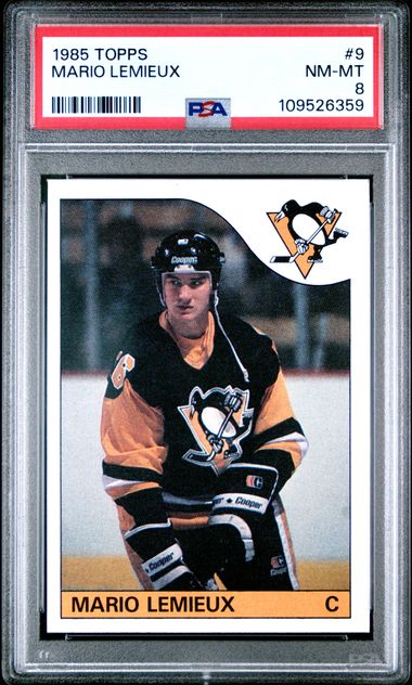 1985 Topps #9 Mario Lemieux PSA 8 - Front