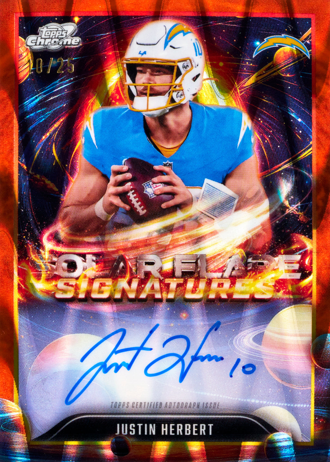 2025 Topps Cosmic Chrome Football Solar Flare Signatures Justin Herbert