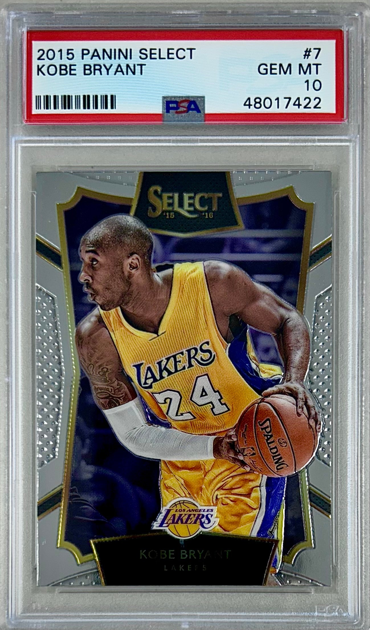 2015-16 Panini Select #7 Kobe Bryant PSA 10