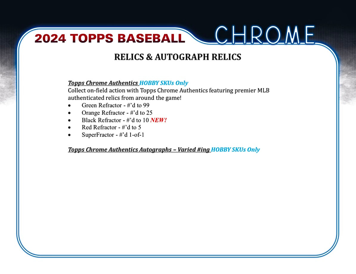 2024 Topps Chrome Baseball Hobby Box