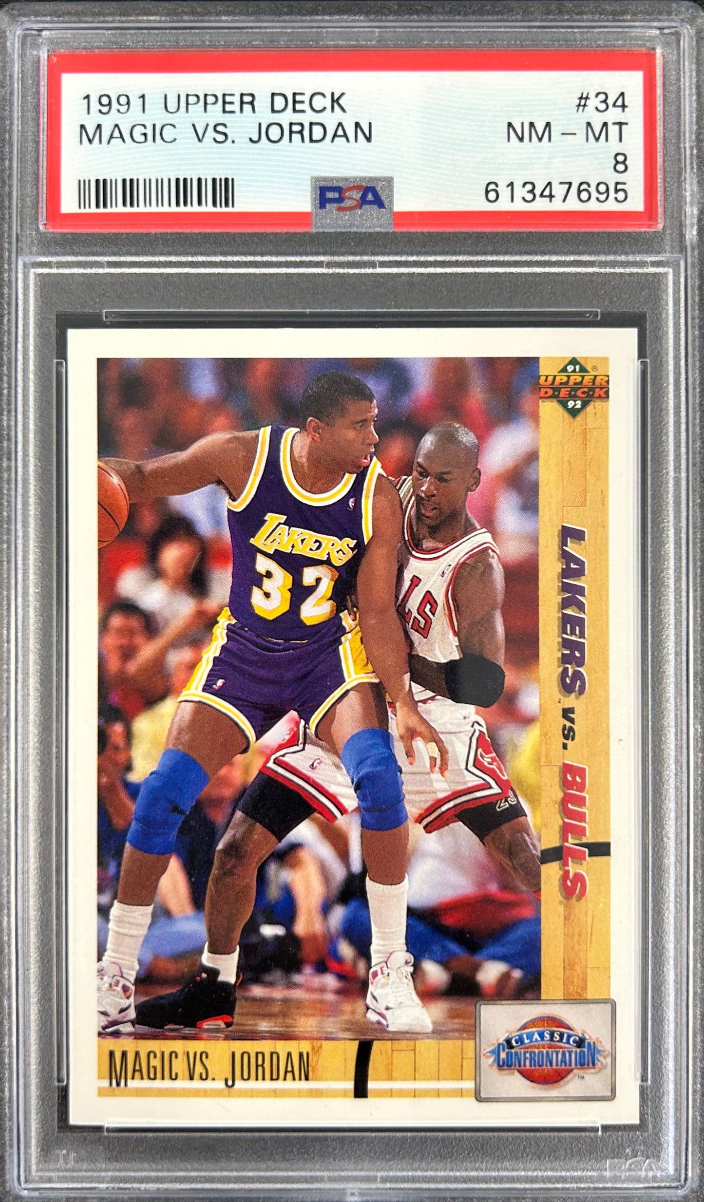 1991 Upper Deck Magic Johnson vs. Michael Jordan PSA 8