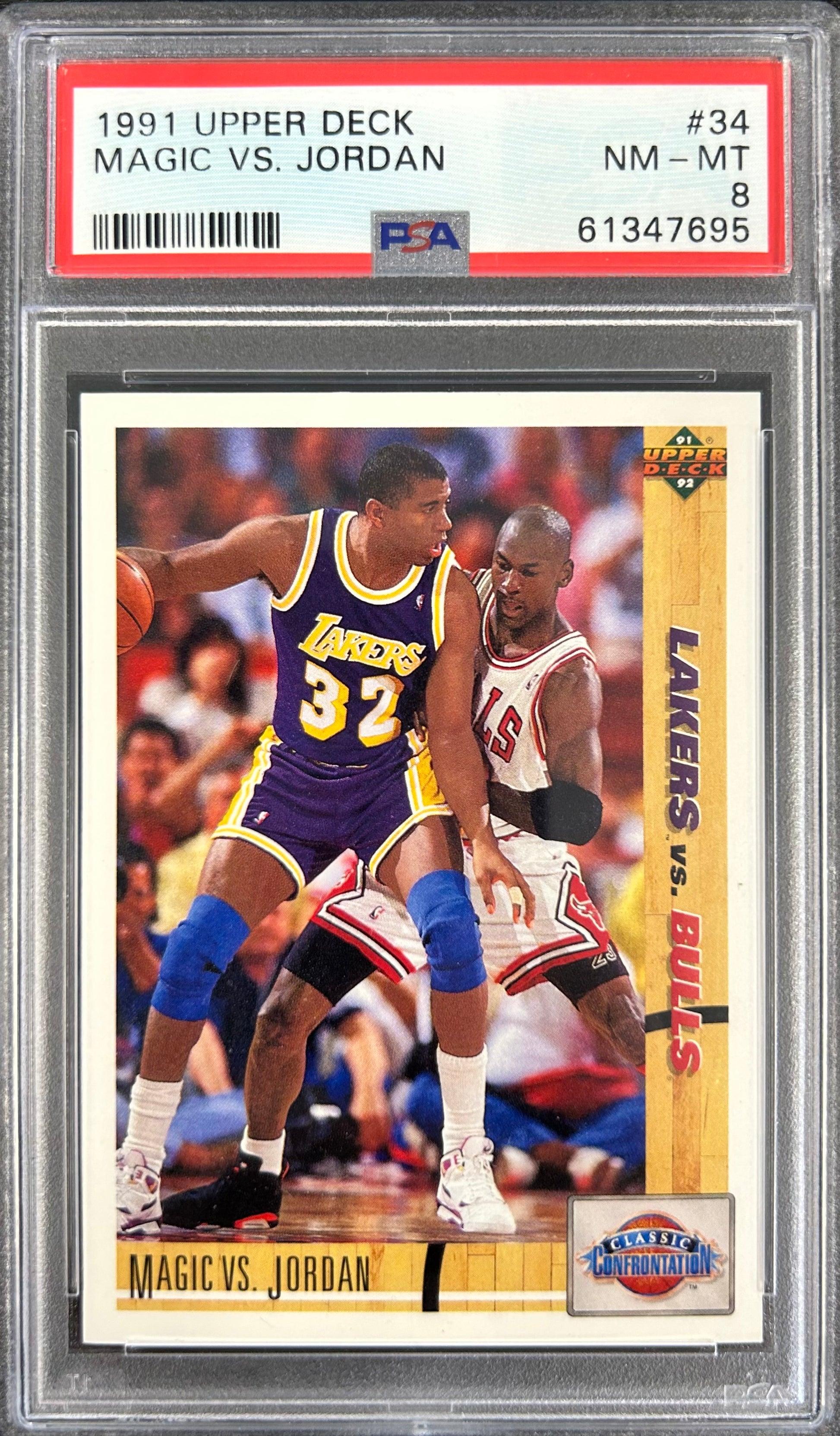 1991 Upper Deck Magic Johnson vs. Michael Jordan PSA 8