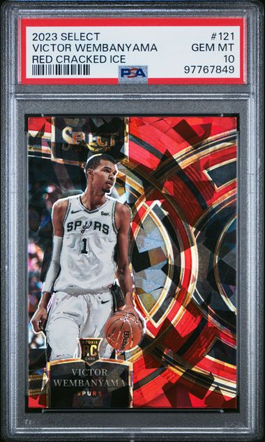 2023 Panini Select Red Cracked Ice #121 Victor Wembanyama PSA 10 Front