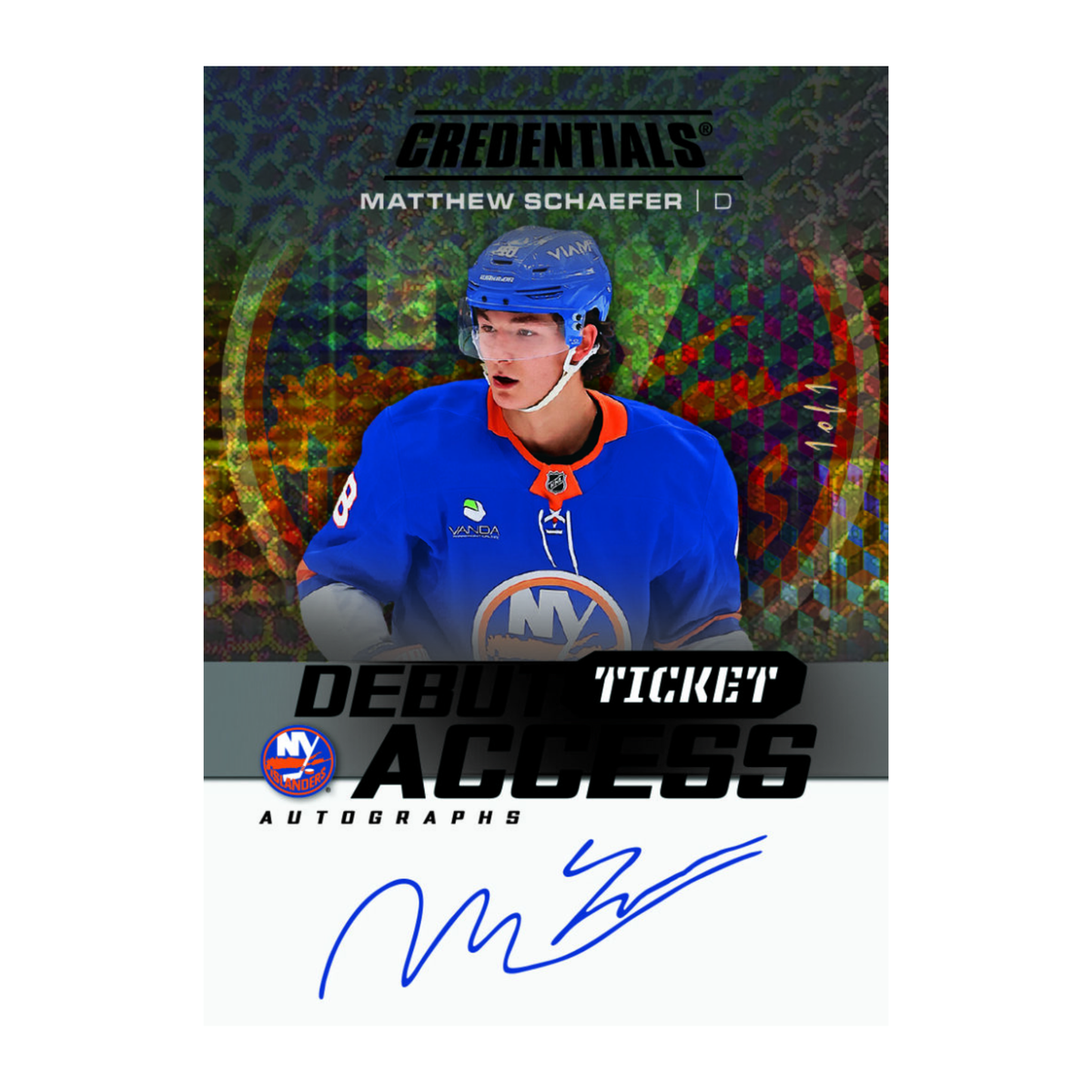 2025-26 Upper Deck Credentials Debut Ticket Access Autograph Matthew Schaefer