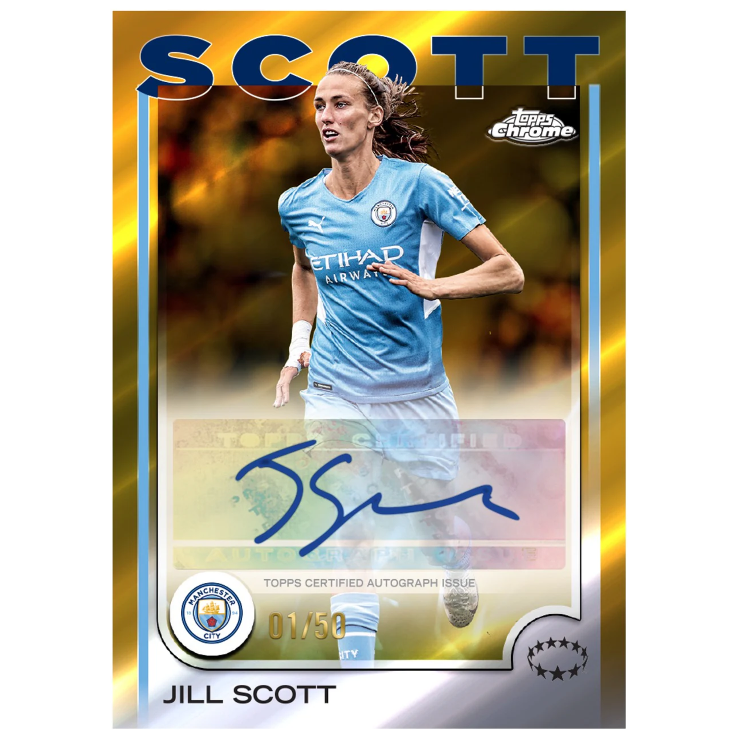 2024-25 Topps Chrome UEFA Women’s Champions League Soccer autograph card Jill Scott