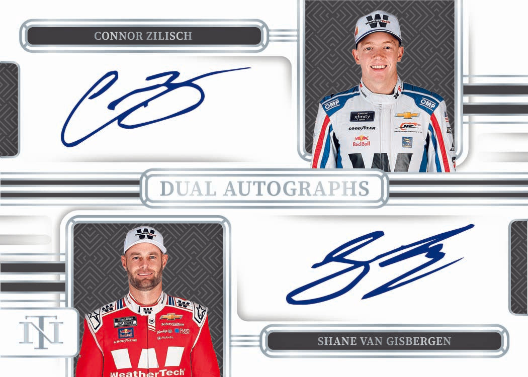 2025 Panini National Treasures Racing Dual Autographs Connor Zilisch & Shane Van Gisbergen