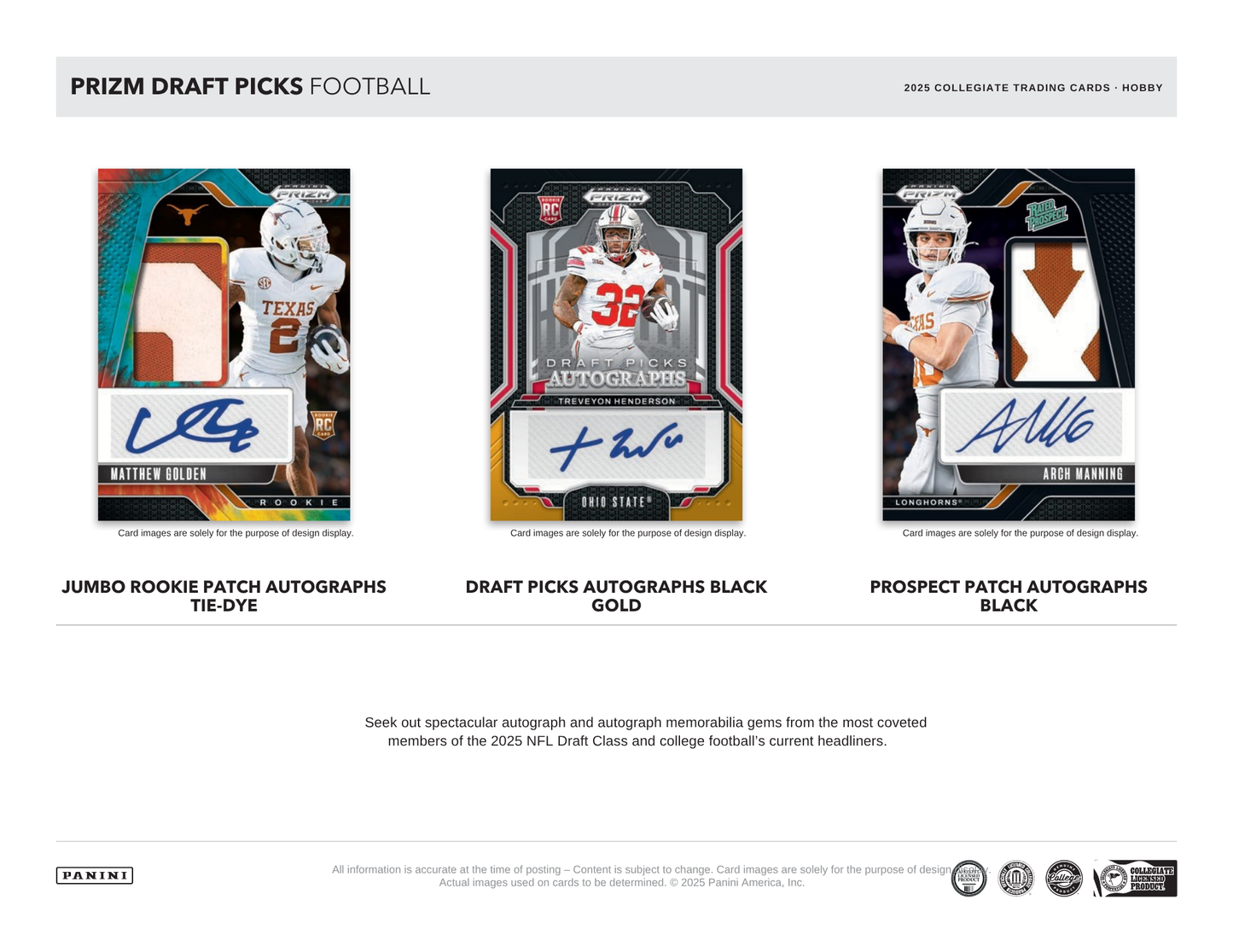 2025 Panini Prizm Draft Picks Collegiate Football Hobby Box