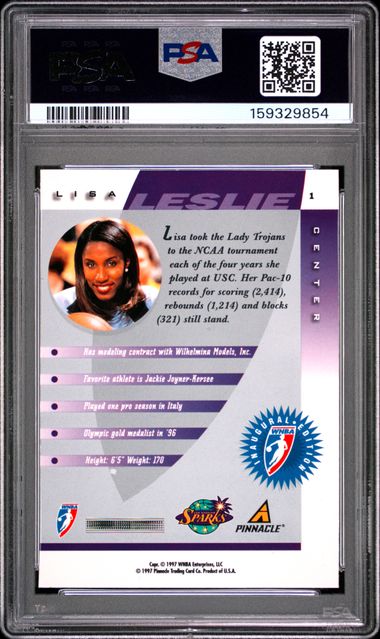 1997 Pinnacle Inside WNBA #1 Lisa Leslie PSA 8 - Back