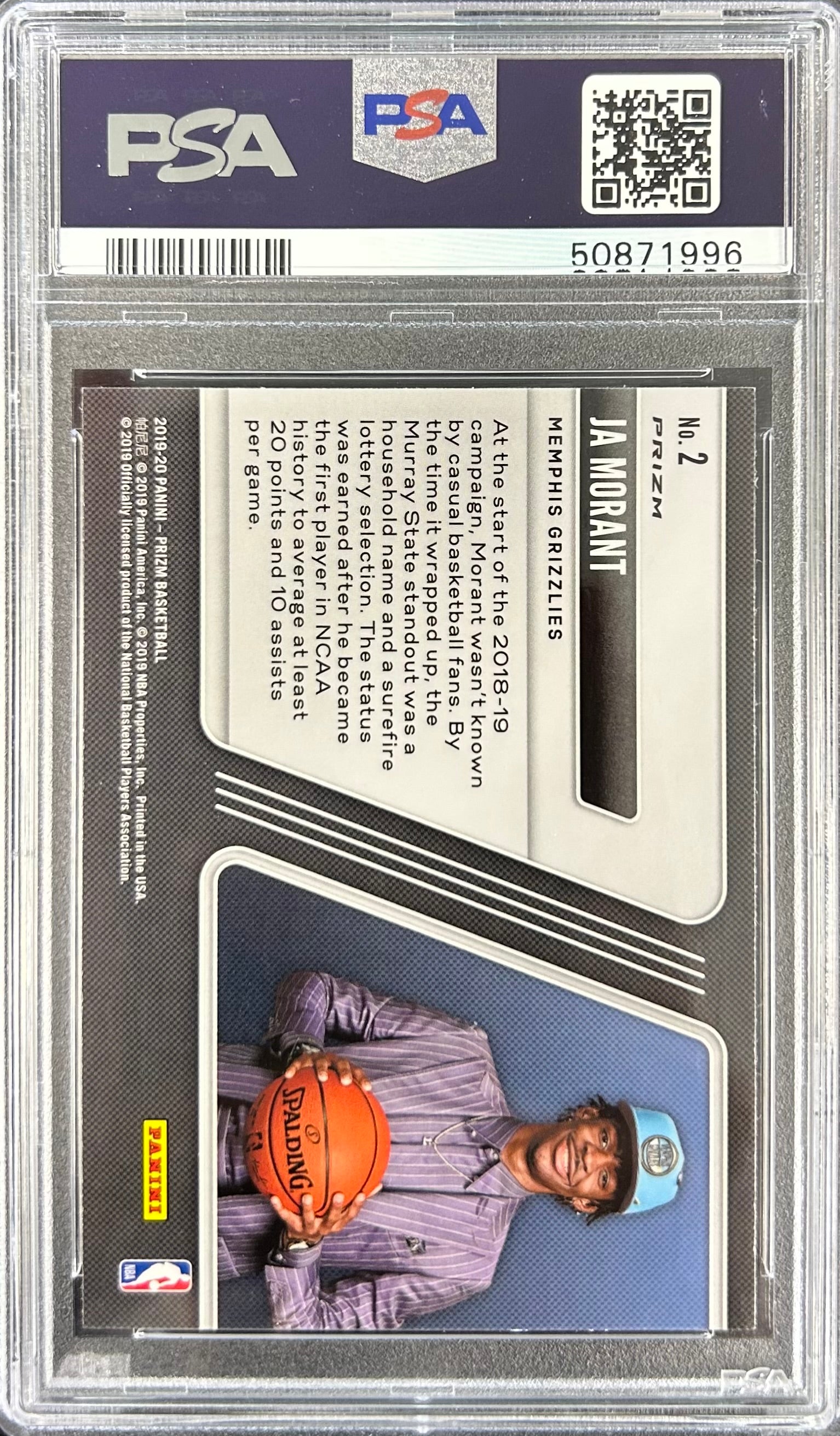 2019 Panini Prizm Luck of the Lottery Fast Break #2 Ja Morant PSA 10