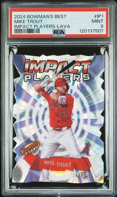 2024 Bowman's Best Impact Players Lava /50 #IP1 Mike Trout PSA 9 - Front