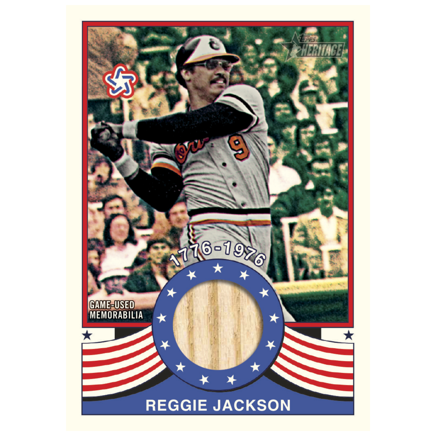 2025 Topps Heritage High Number Baseball Bicentennial Relic Reggie Jackson