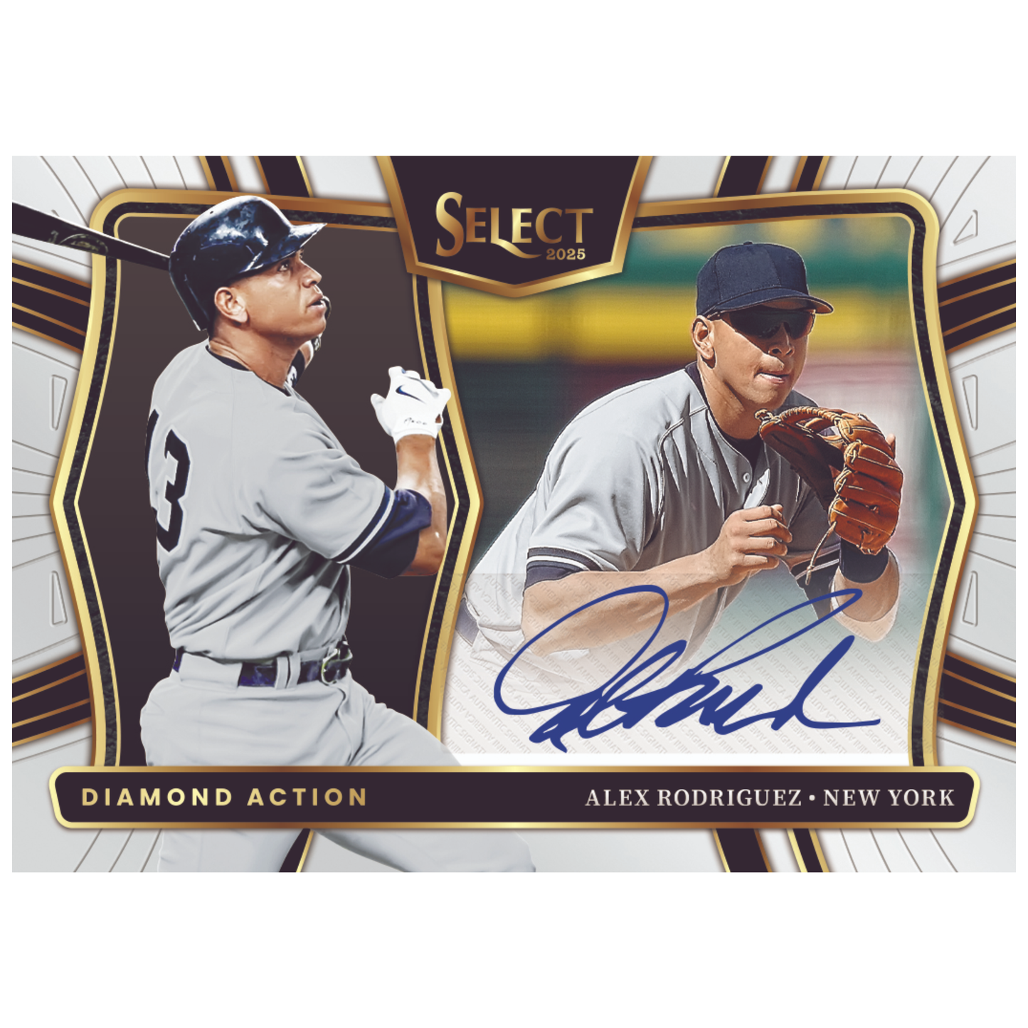 2025 Panini Select Baseball Diamond Action Autograph Alex Rodriguez