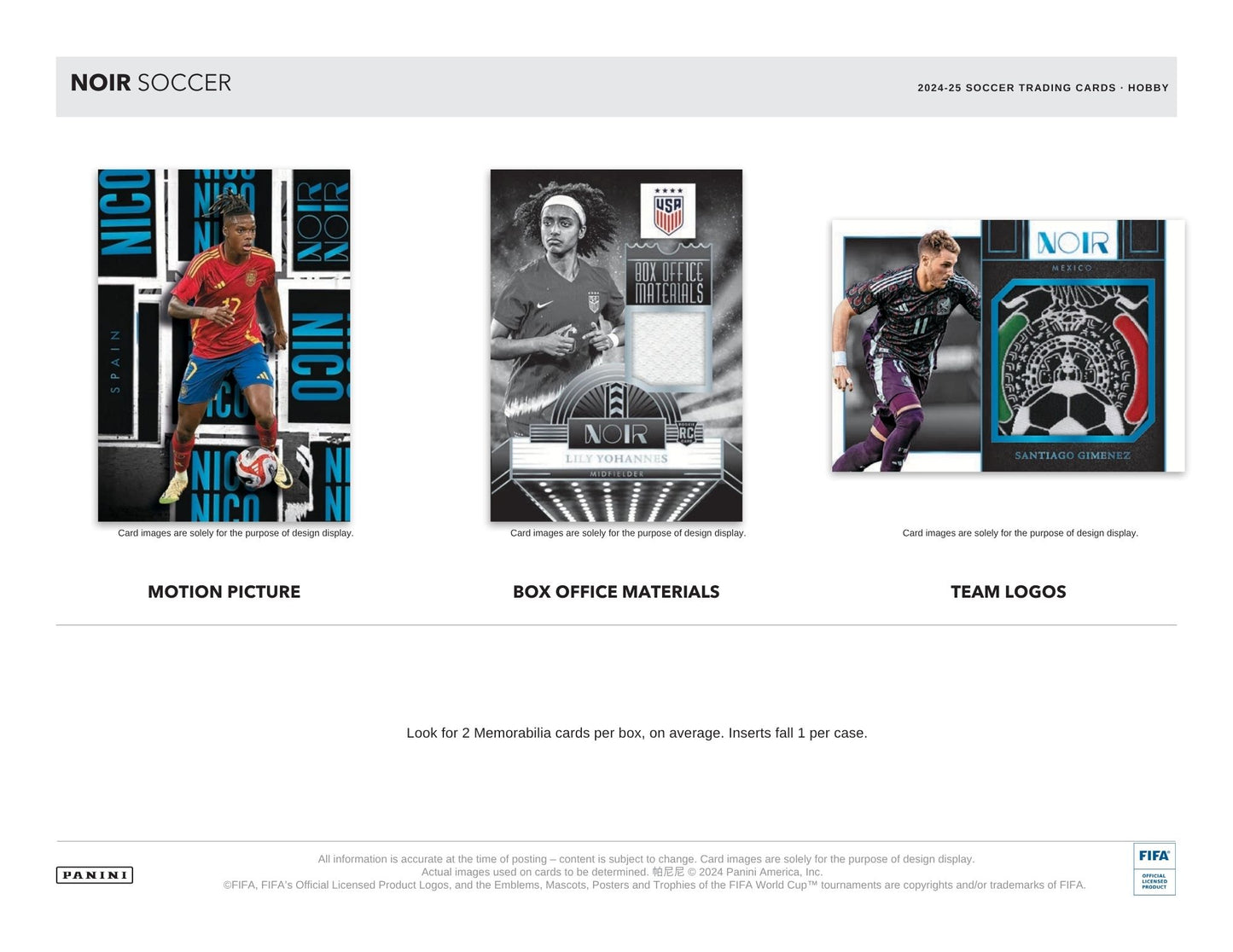 2024-25 Panini Noir FIFA Soccer Hobby Box