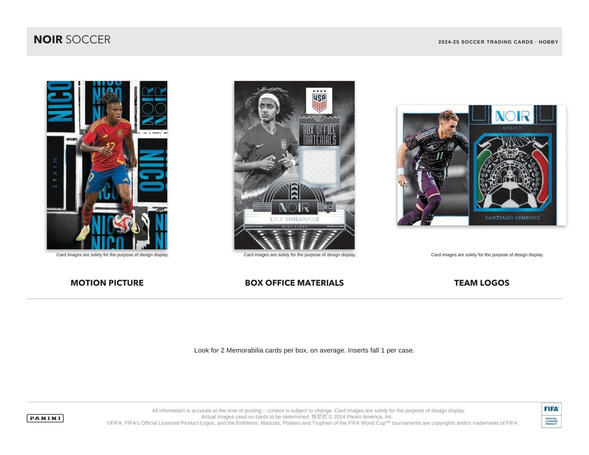 2024-25 Panini Noir FIFA Soccer Hobby Box