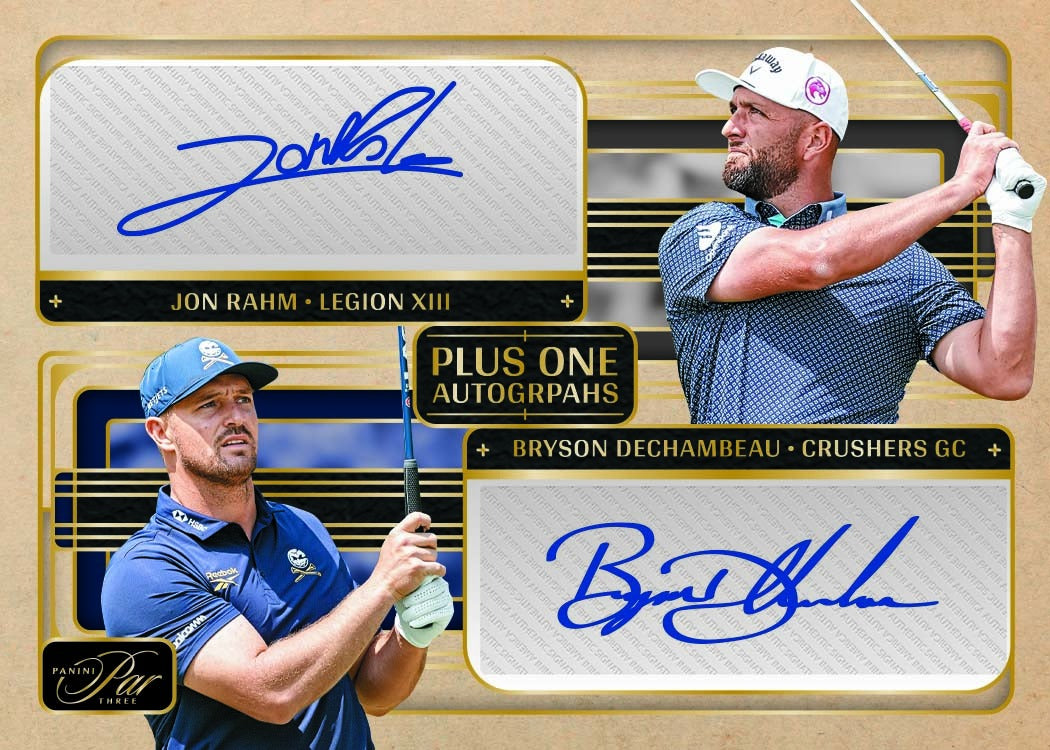 2026 Panini Par Three LIV Golf John Rahm & Bryson Dechambeau Plus One Autographs Card