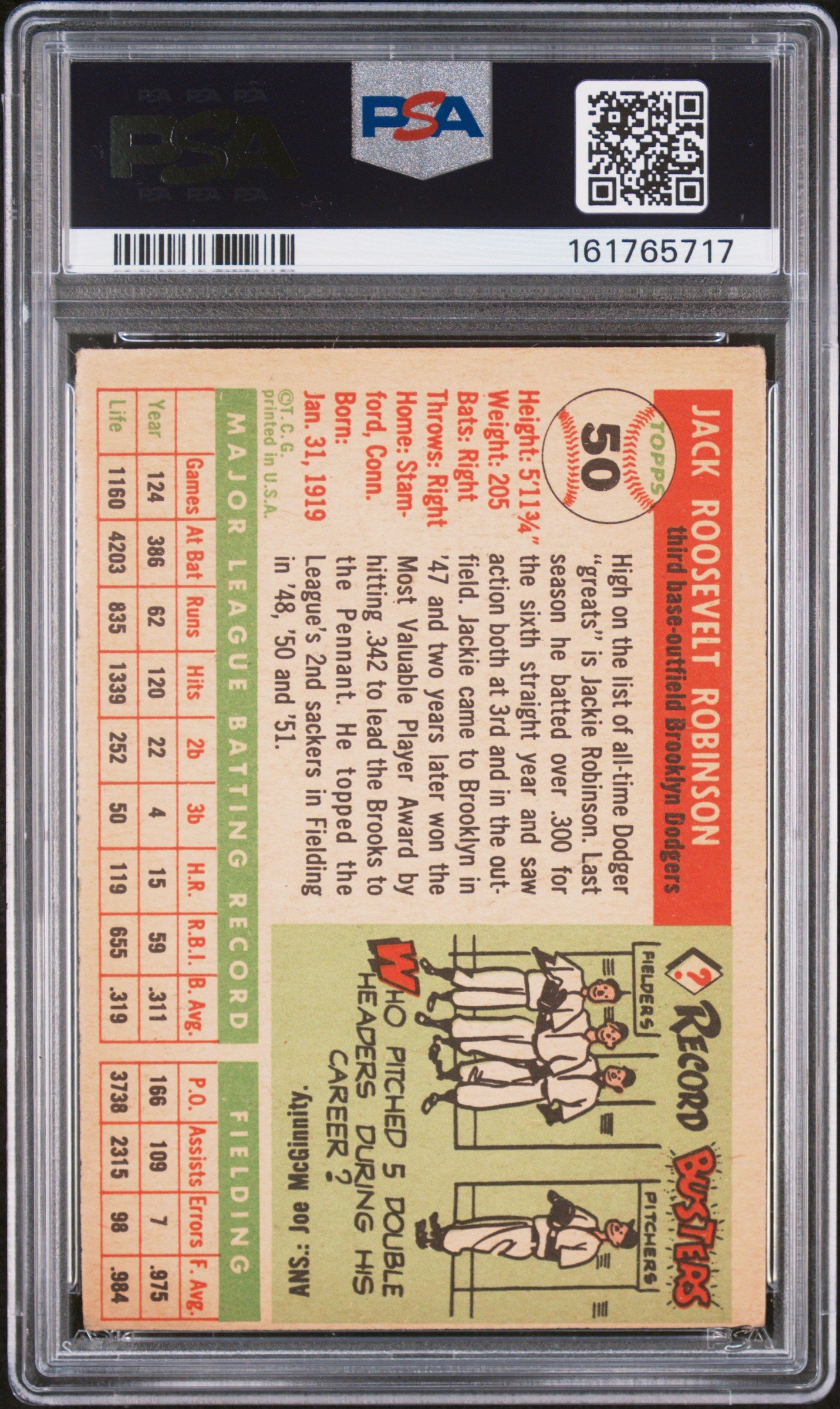 1955 Topps #50 Jackie Robinson PSA 3