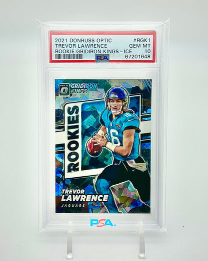 2021 Donruss Optic Rookie Gridiron Kings Ice: #RGK1 Trevor Lawrence (PSA 10)